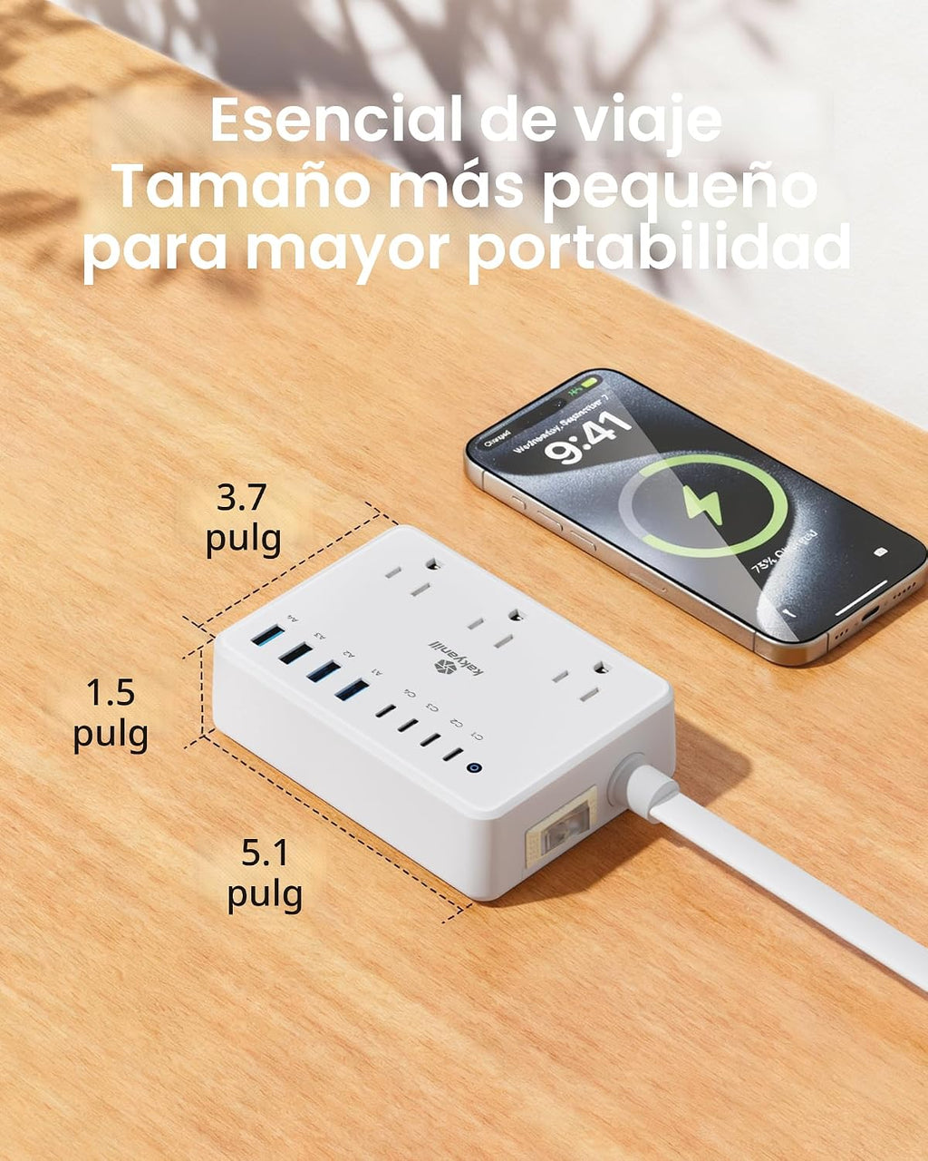 Estación de carga de 100 W, regleta de alimentación con 6 salidas