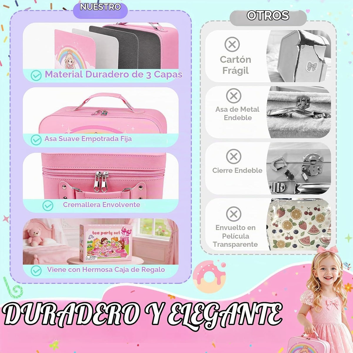 Juego de té de princesa con cafetera, juego de simulación para