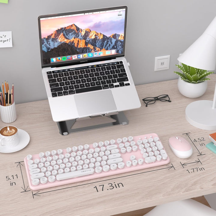 UBOTIE Teclado inalámbrico colorido para computadora y mouse óptico...
