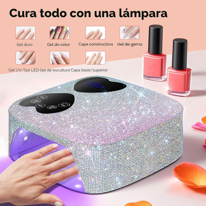 HUITINE - Lámpara de uñas LED UV, inalámbrica, 80 W, recargable, lu...