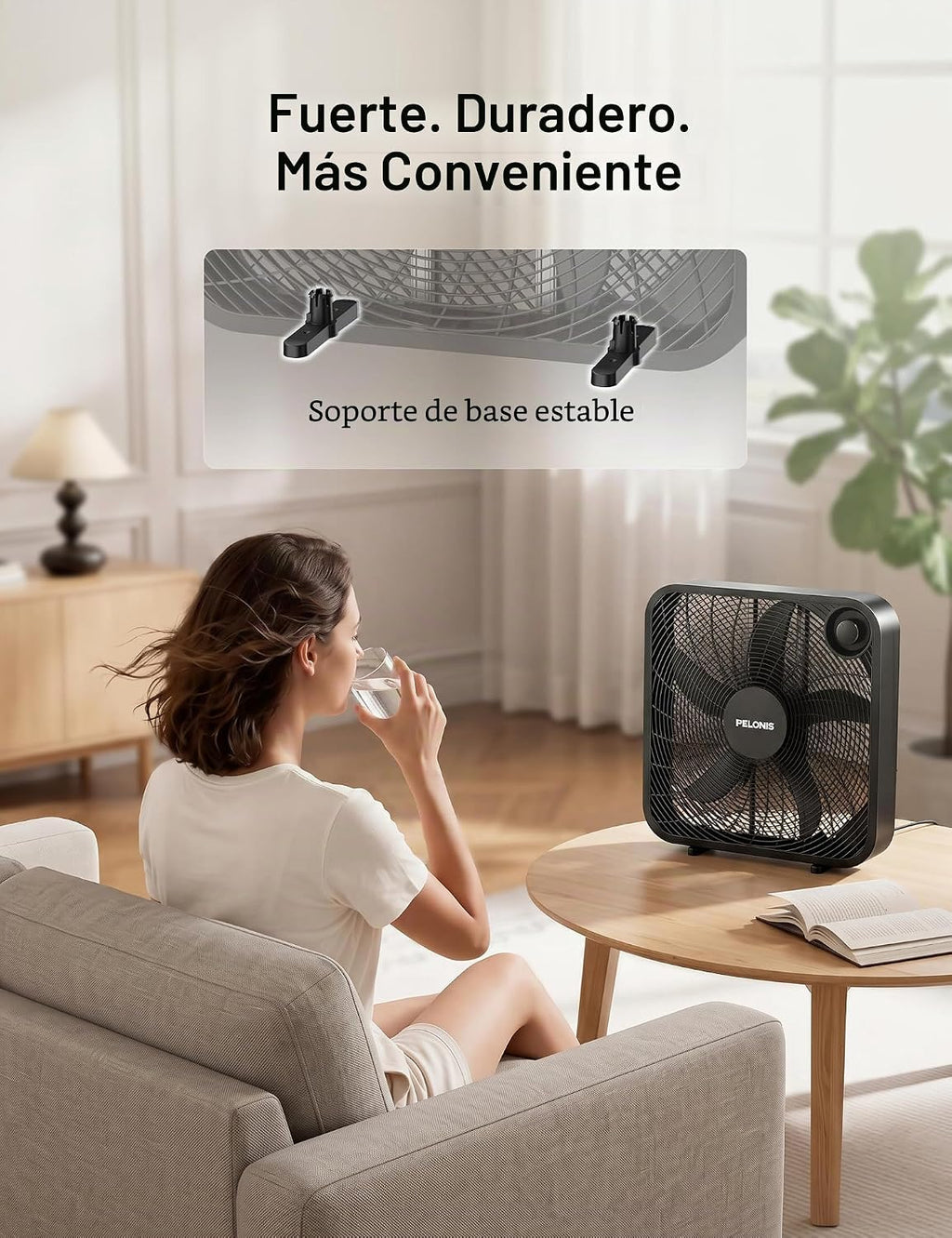 PELONIS Ventilador de caja de 3 velocidades de 20 pulgadas para dor...