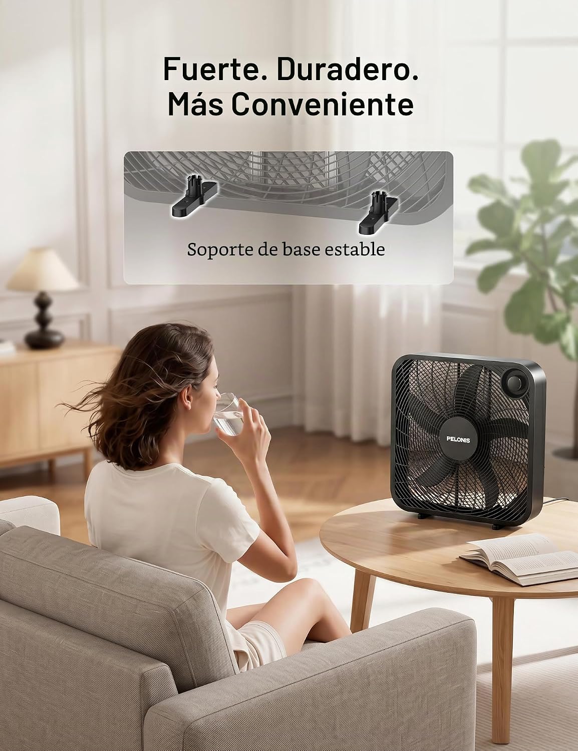 PELONIS Ventilador de caja de 3 velocidades de 20 pulgadas para dor...