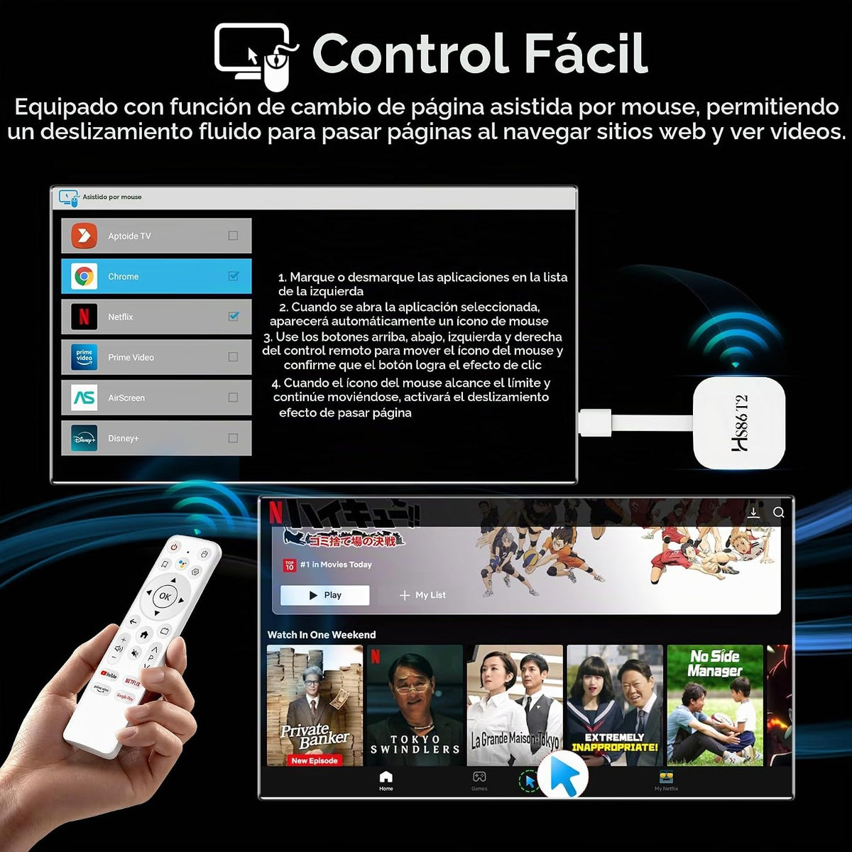 Último Smart TV Stick Android 14.0 2026 4K @60fps Ultra HD TV Stick Android Box 2GB RAM 16GB ROM RK3518 procesador Dual WiFi 6 2.4G/5G BT5 HDR10+ USB2.0 HDMI 2.0 con control remoto por voz Bluetooth