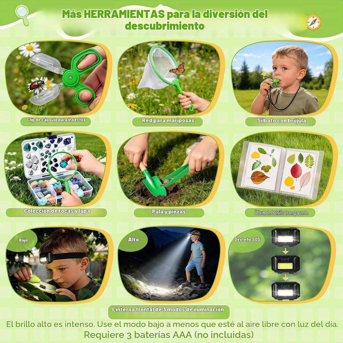 Meaicezli Kit de explorador para niños con receptor de insectos para