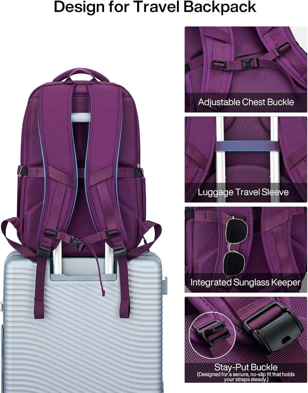 MILADA Mochila de viaje expandible de 28L a 39L, mochila de mano ap...