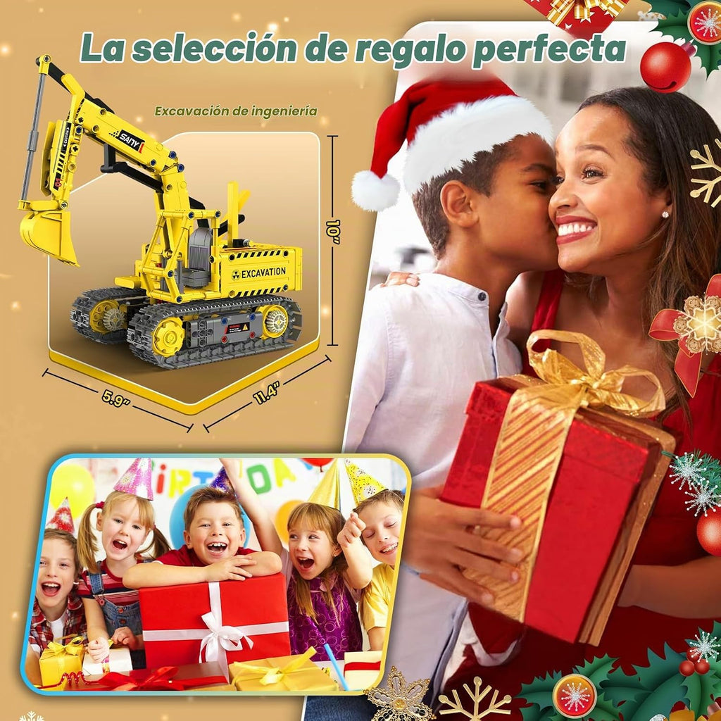 Kits de Construcción de Robots, Juguetes STEM 5-en-1 para Niños de 8-14 años, Excavadora de Control Remoto y APP para Niños, Juegos de Construcción, Conjuntos de Erector Programables, Kits