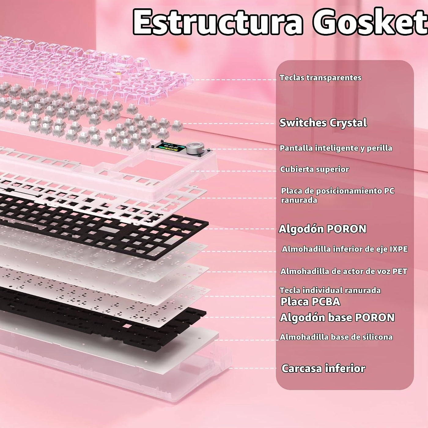 AULA F98 Pro V3 Teclado mecánico inalámbrico con pantalla y perilla...