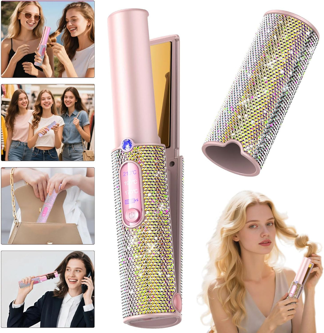 Feitenn Rizador de pelo inalámbrico de diamante de alta calidad, pl...