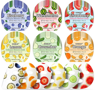 KONEUK Paquete de 60 mascarillas faciales de frutas coloridas para...