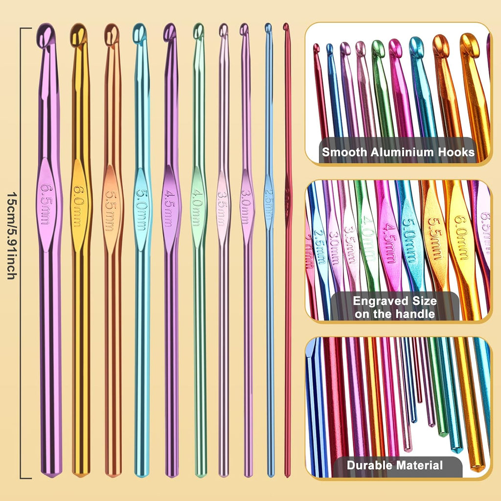 Kit de ganchillo Aeelike para adultos principiantes, juego completo de ganchillo, color negro