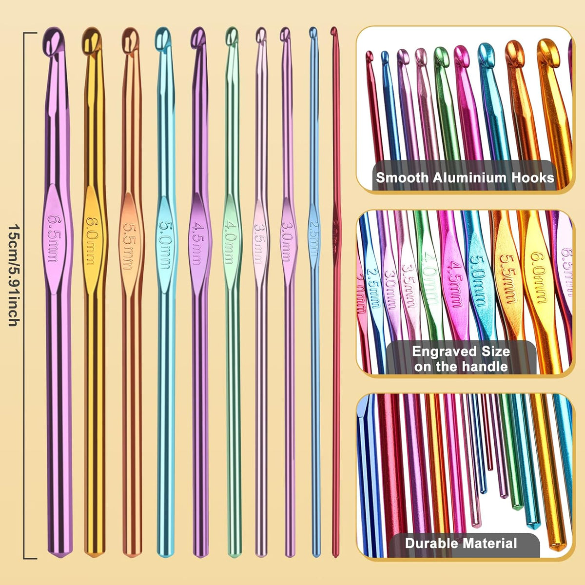 Kit de ganchillo Aeelike para adultos principiantes, juego completo de ganchillo, color negro