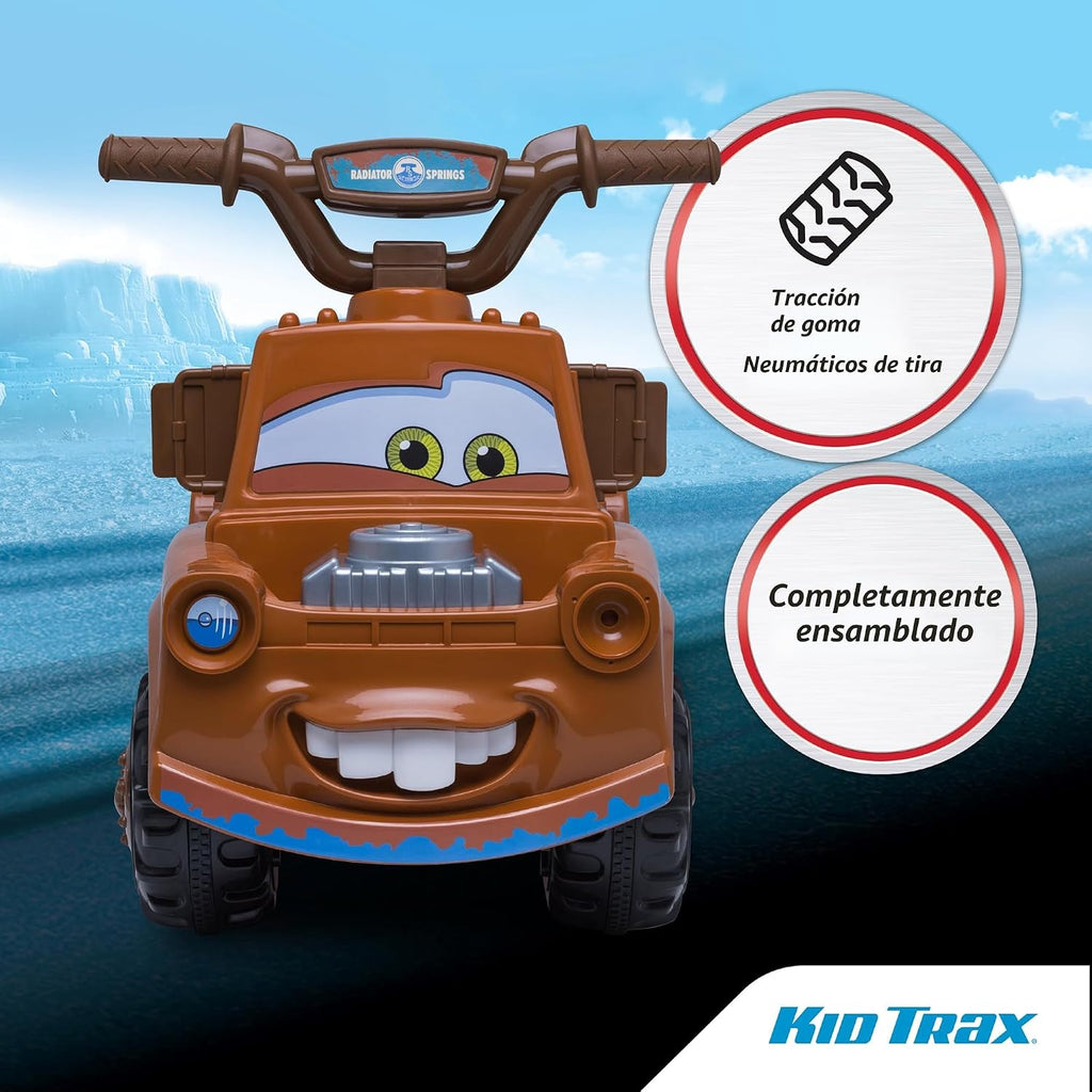 Kid Trax - Cuatriciclo eléctrico de juguete para montar con diseño de Tow Mate de Cars 3 de Disney para niños pequeños de 1 año y medio a 3 años y con peso máximo de 45 libras, batería de 6 voltios y