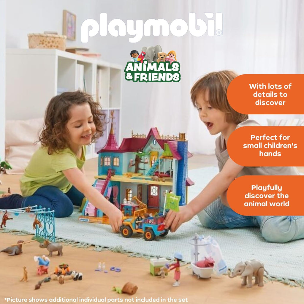 Playmobil 71854 - Animales y amigos | Vehículo todoterreno colorido | Juguete a partir de 4 años | Regalo para niños | Fomenta la creatividad y la sed de aventura | con figuras, vehículos y accesorios