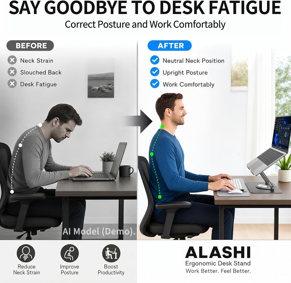 ALASHI Soporte para portátil para escritorio con base giratoria de...