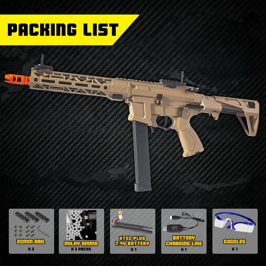 EMERBU Pro-Grade Gel Splat Blaster ARP9 Plus - Dispensador Automático de Gel Splatter 12 Orbes por Segundo - Alimentado por Batería Recargable de 7.4V (Compatible con 11.1V) - Juego al Aire Libre para Actividades en Equipo para Mayores de 15 años