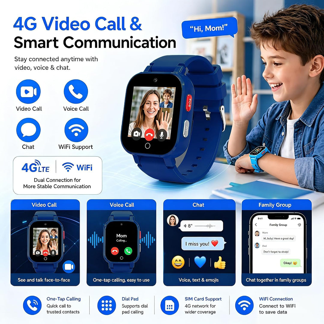 DXPICR Reloj inteligente 4G para niños con rastreador GPS, video y...