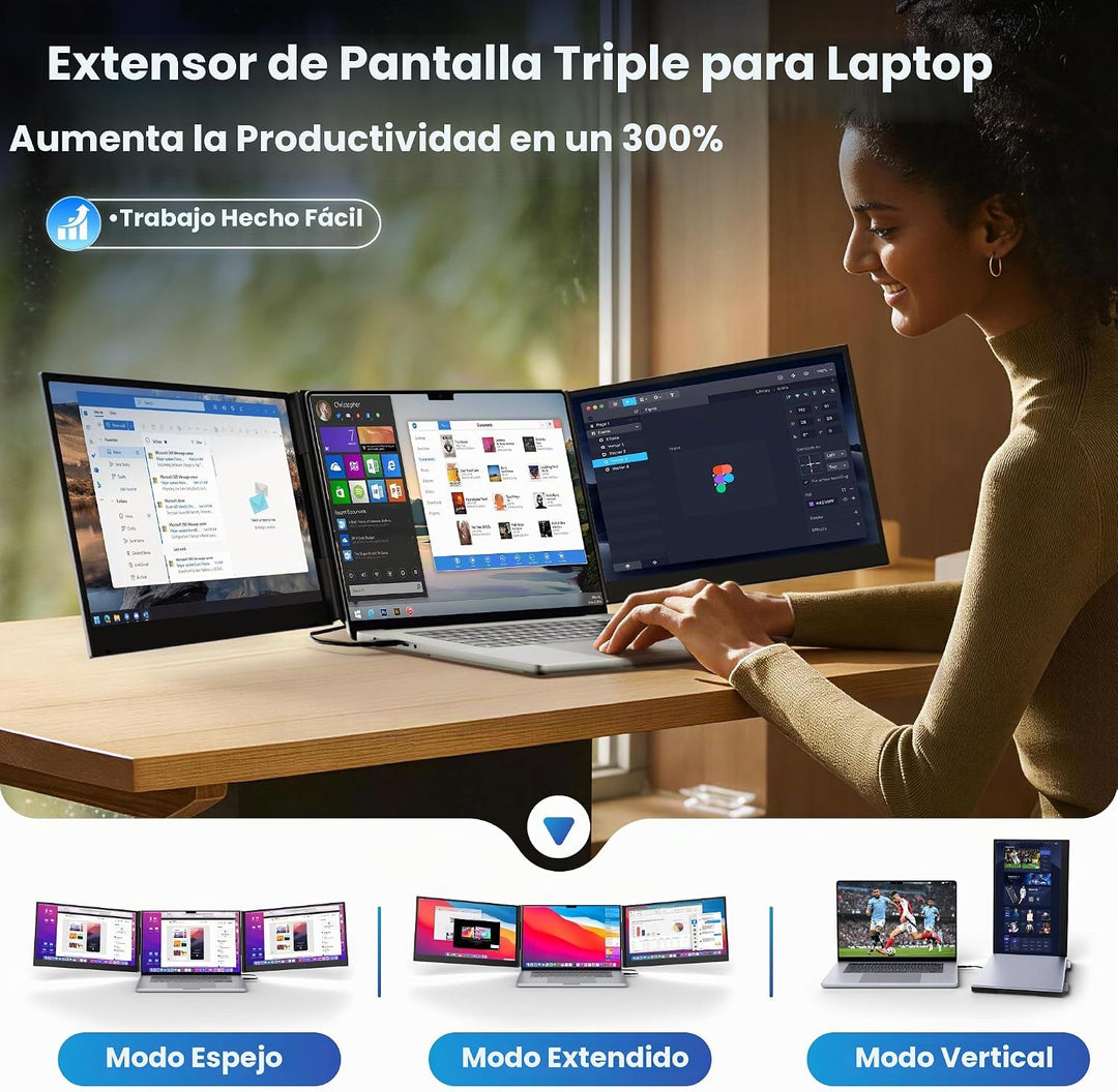 CIDETTY Extensor de pantalla portátil con conexión de cable, monito...