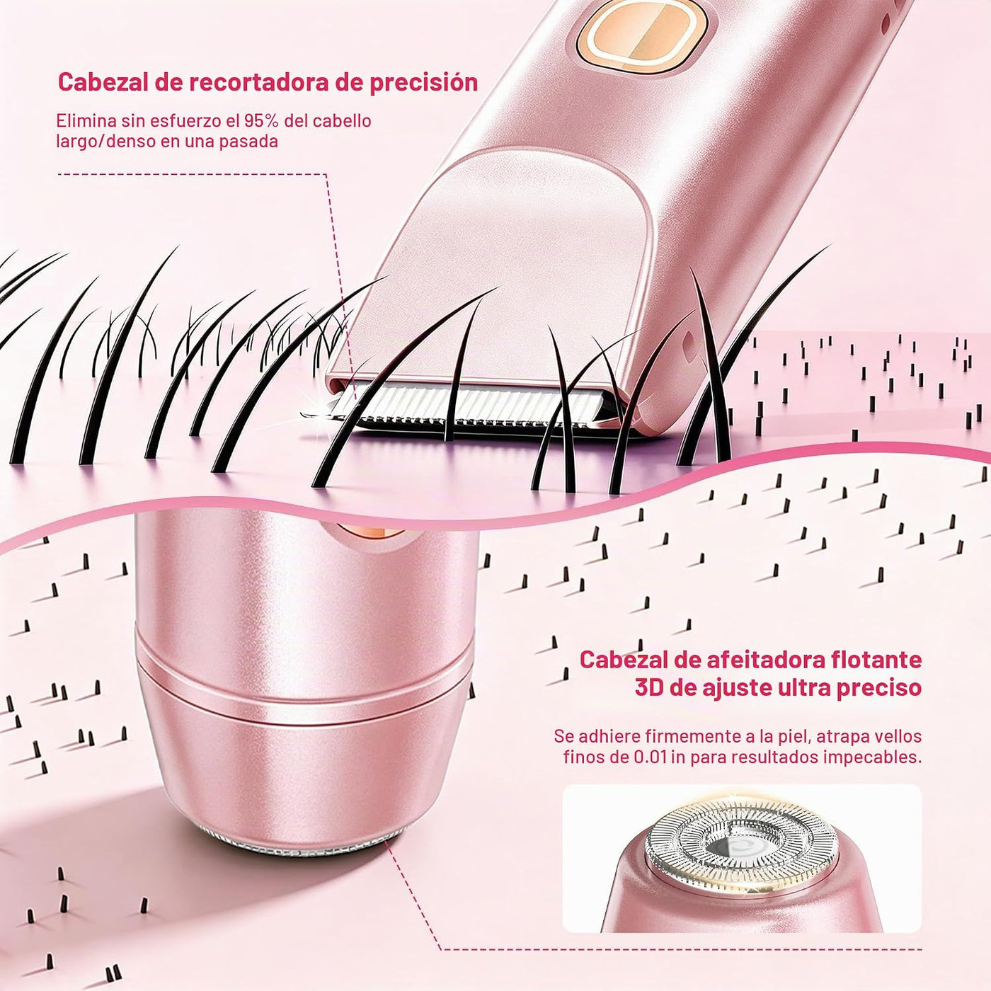 Recortadora de bikini para mujer, maquinilla de afeitar eléctrica y...