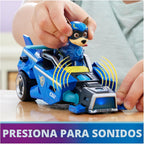 Paw Patrol: The Mighty Movie, auto de juguete con figura de acción Chase Mighty Pups, luces y sonidos, juguetes para niños y niñas mayores de 3 años