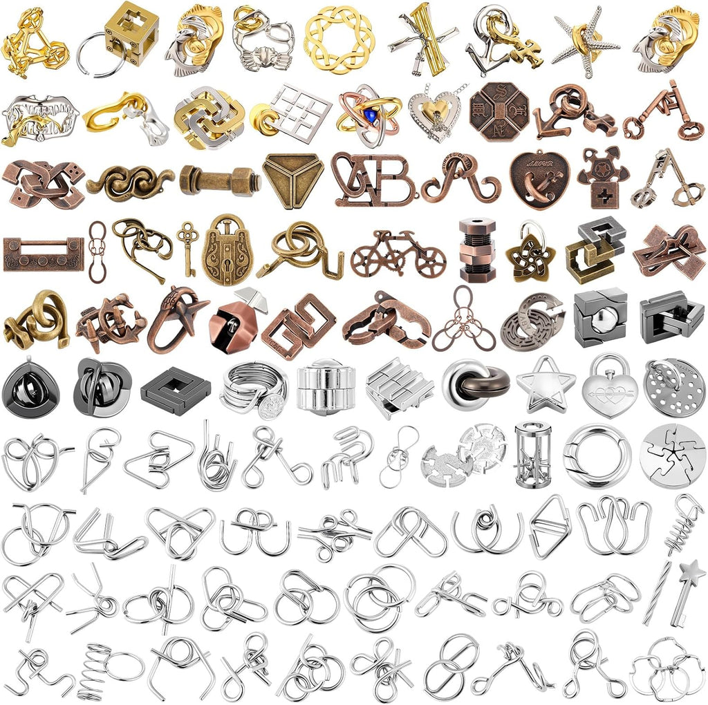 Juego de 100 piezas de rompecabezas de metal de lógica, estilo premium