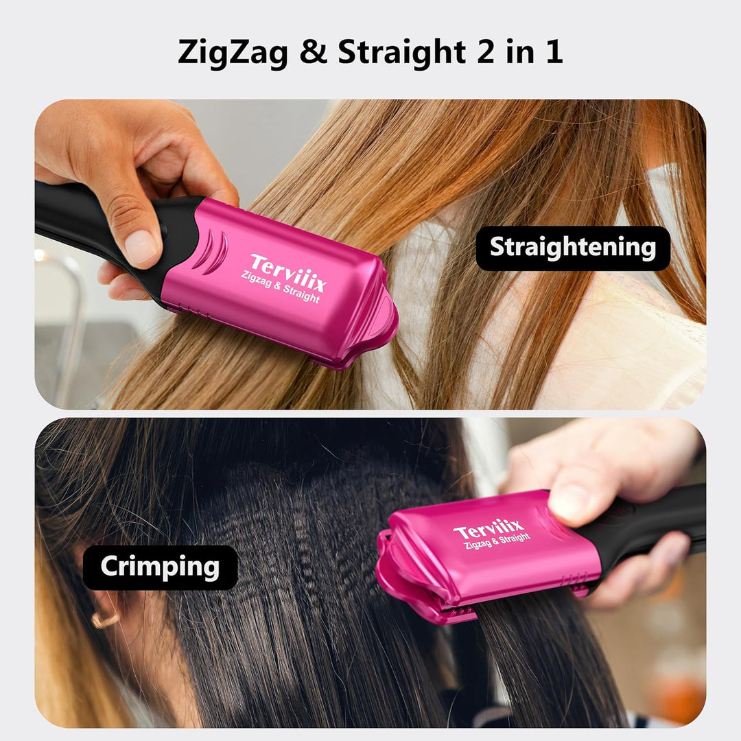 Terviiix Plancha de pelo con crimpadora de 4 placas intercambiables...
