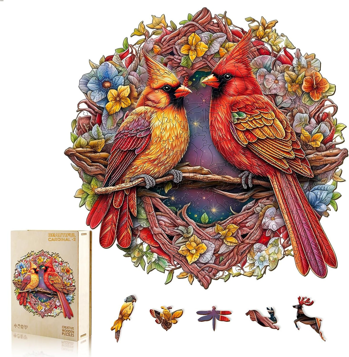 Rompecabezas de madera para adultos, juego de construcción Cardinal de madera, rompecabezas irregulares de madera para adultos, regalos de rompecabezas difíciles para amantes de los rompecabezas