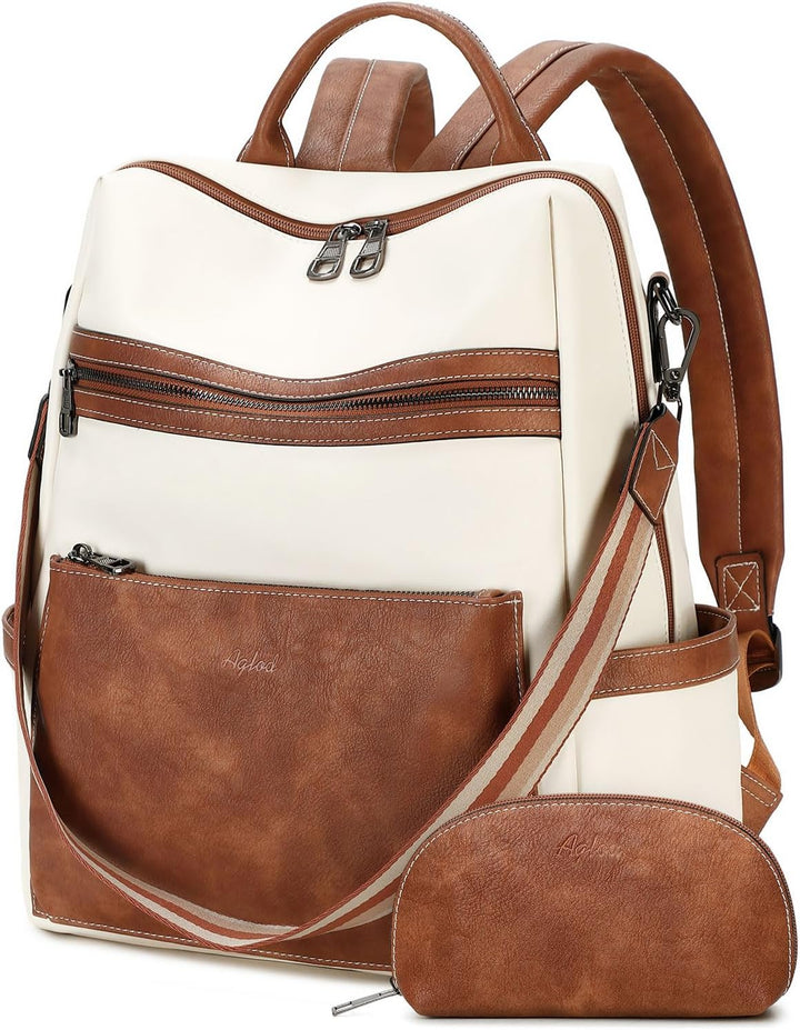 Mochila de cuero vegano AGLOD para laptop para mujer, mochila de 15...