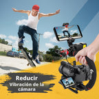 Zeadio Estabilizador de mano de video, kit de agarre de mango de cámara todo en uno con luz de video LED regulable, micrófono, soporte para teléfono, adaptador de cámara de acción para cine, vlogging, YouTube, TikTok, etc