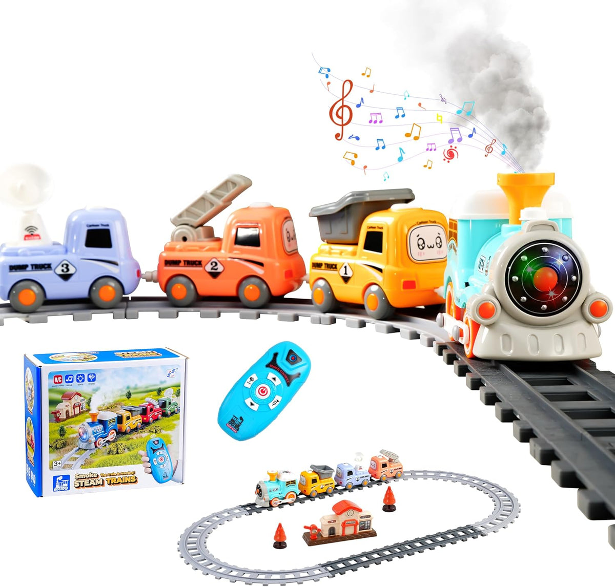 Juego de tren de vapor para niños pequeños de 3 a 5 años, juguete de tren