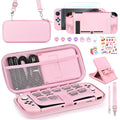 Younik Accesorios Bundle para Switch, Kit de 17 en 1 en Rosa para Niñas, Incluye estuche de transporte para Switch, soporte ajustable, estuche protector para consola Switch y J-Con Rosa