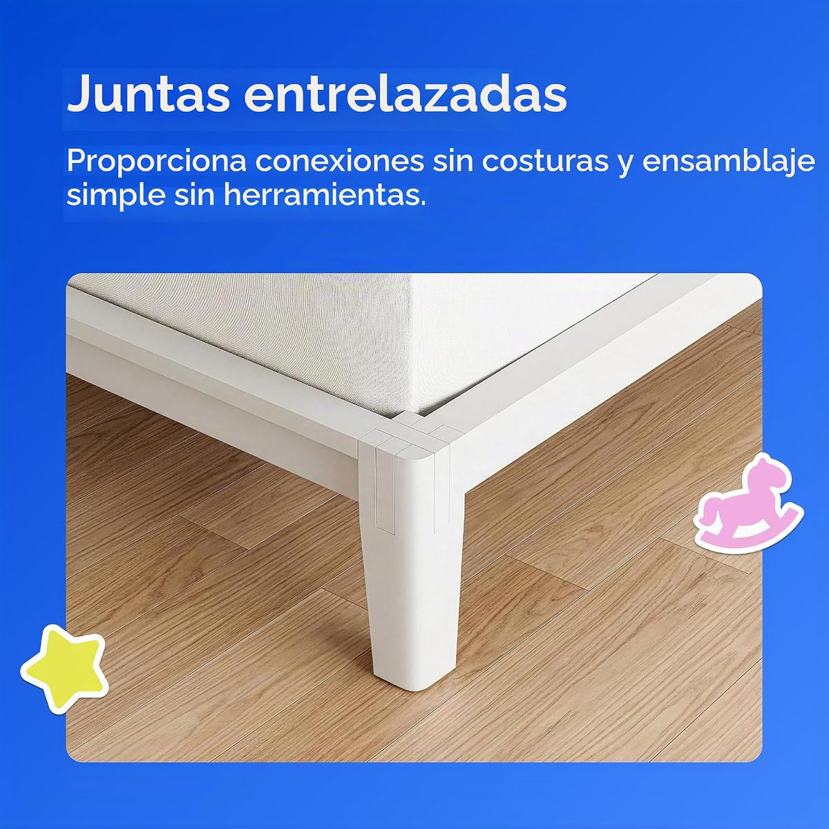 Nectar - Marco de cama de bambú para niños, individual, blanco, 12 pulgadas de altura, sin herramientas