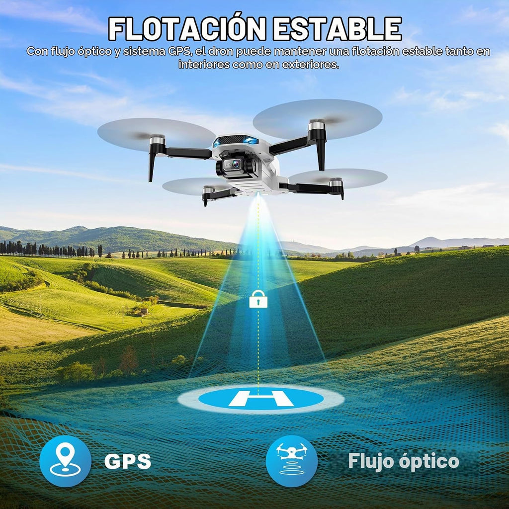Drones con cámara para adultos 4K, dron GPS con retorno automático, sígueme, vuelo circular, vuelo de punto de referencia, flujo óptico, motor sin escobillas, transmisión 5G plegable FPV Quadcopter de