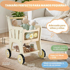 Carrito de compras de madera para niños, 3 en 1 caminante de madera para bebés, cochecito de muñeca de bebé, carrito de compras de juguete para niños pequeños de 1 a 3 años