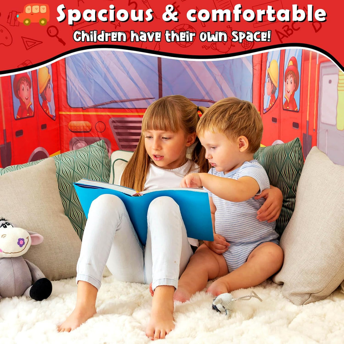 Camión de bomberos Pop Up Tent para niños, juguete interior/ exterior