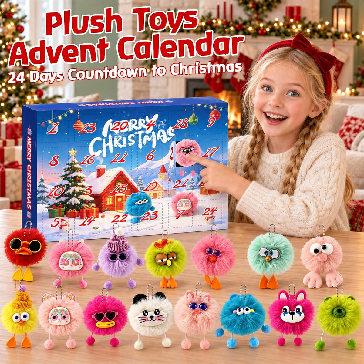 Llavero de peluche Calendario de Adviento 2026 - Cuenta regresiva de
