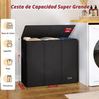 Cesta de lavandería de 3 secciones de 195 litros, cesta grande para la ropa sucia con 3 bolsas interiores, cesta organizadora plegable para lavandería, dormitorio, cesta clasificadora de lavandería, 3 compartimentos