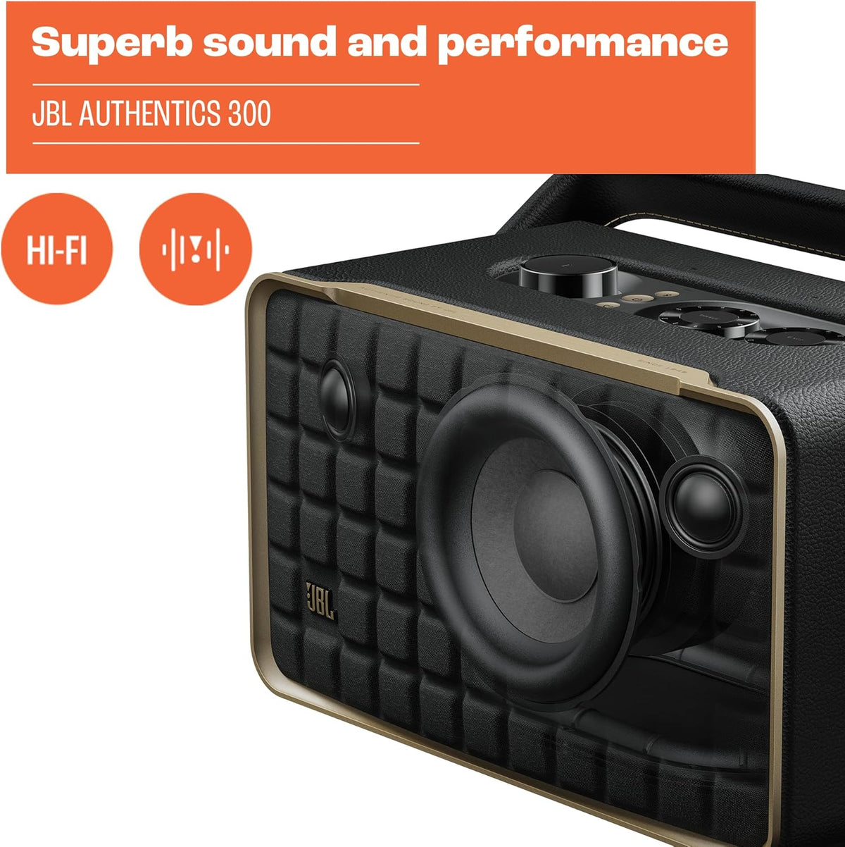 JBL Authentics 300 Altavoz Bluetooth inalámbrico portátil (blanco)