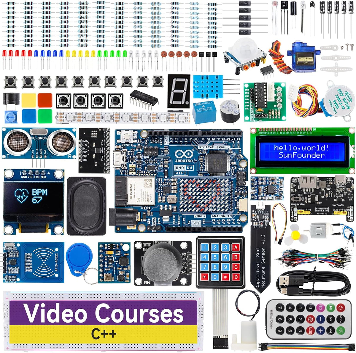 SunFounder Elite Explorer Kit con Arduino Uno R4 WiFi Original, Cum...