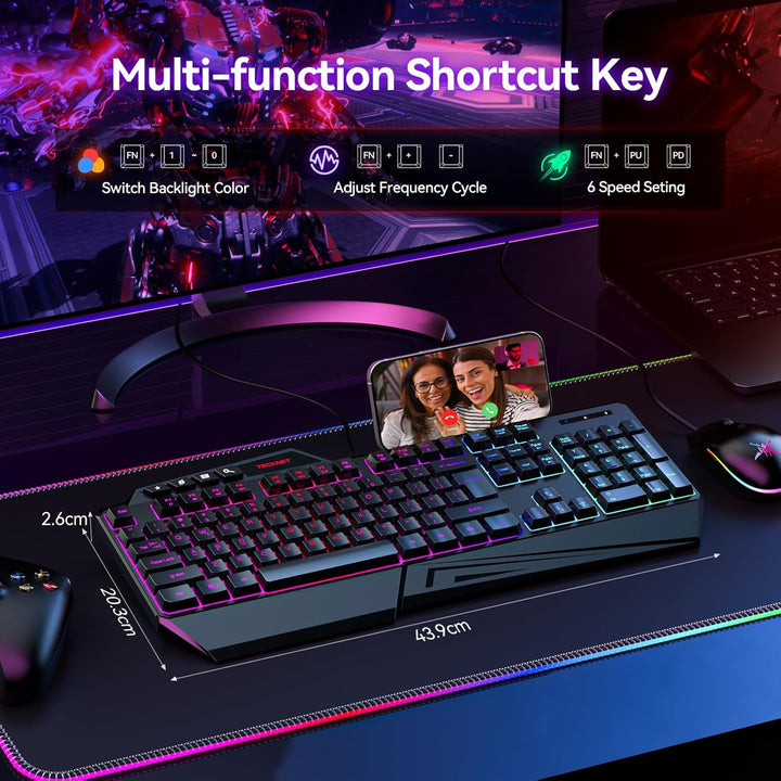TECKNET Teclado RGB para juegos con cable, 26 teclas, antifantasma,...