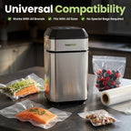 Sellador al vacío InstaSeal para alimentos con 12 bolsas, conserva los alimentos 5 veces más tiempo, diseño vertical compacto que ahorra espacio que permite que la máquina selle con calor adobos