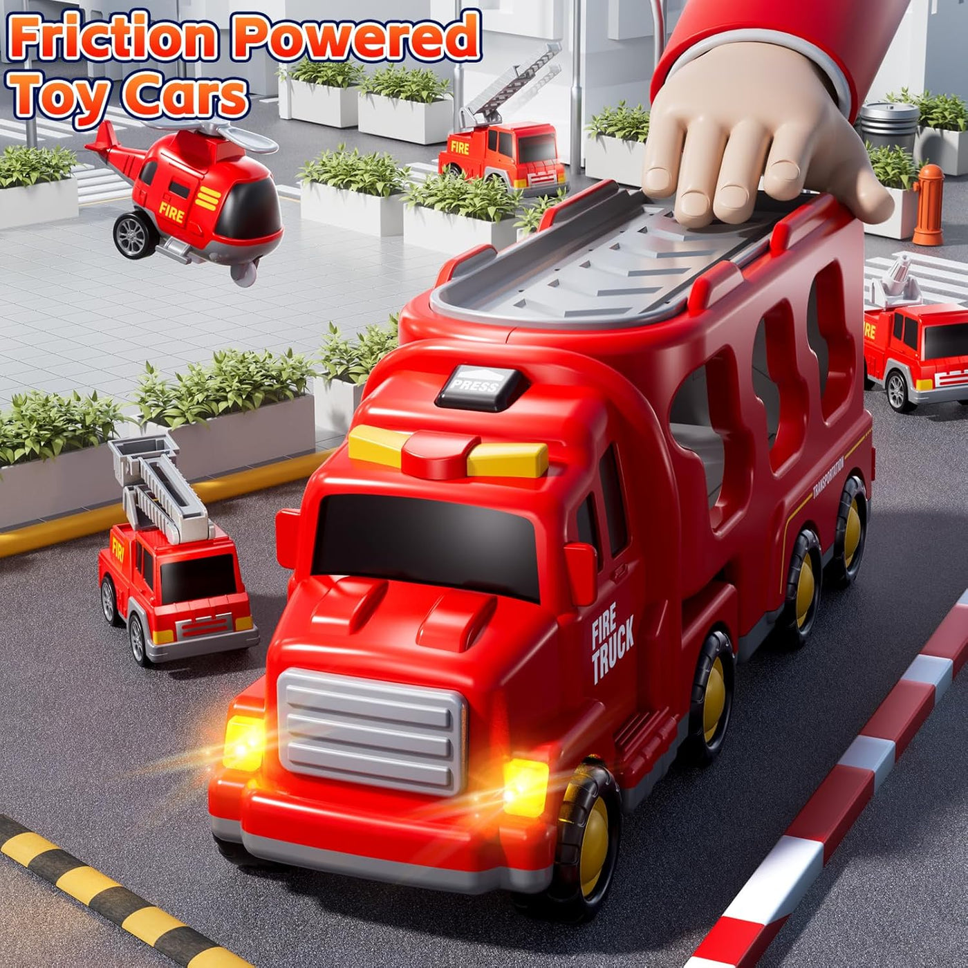 KIZONLY Camiones de Bomberos de Juguete para Niños Pequeños de 1-3,...