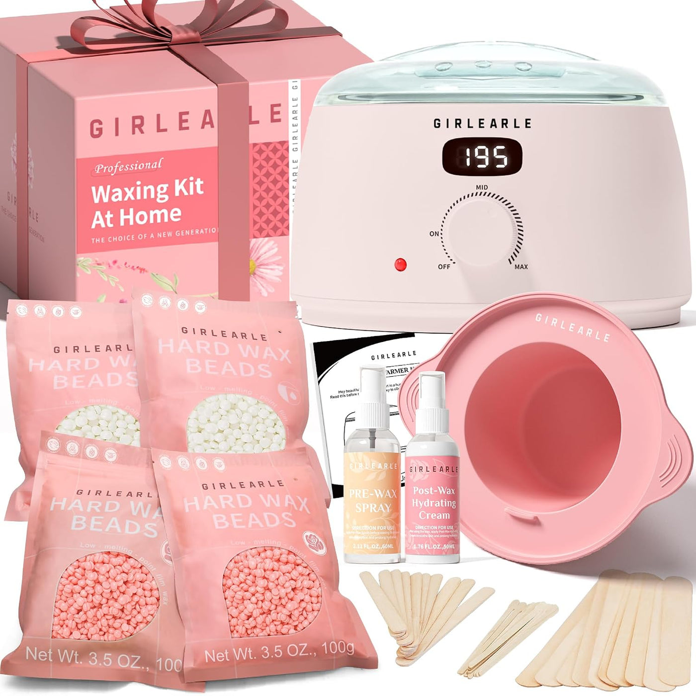 GIRLEARLE Kit de cera digital premium para mujeres con piel sensibl...
