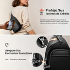 befen Bolsos cruzados pequeños antirrobo de cuero genuino negro para las