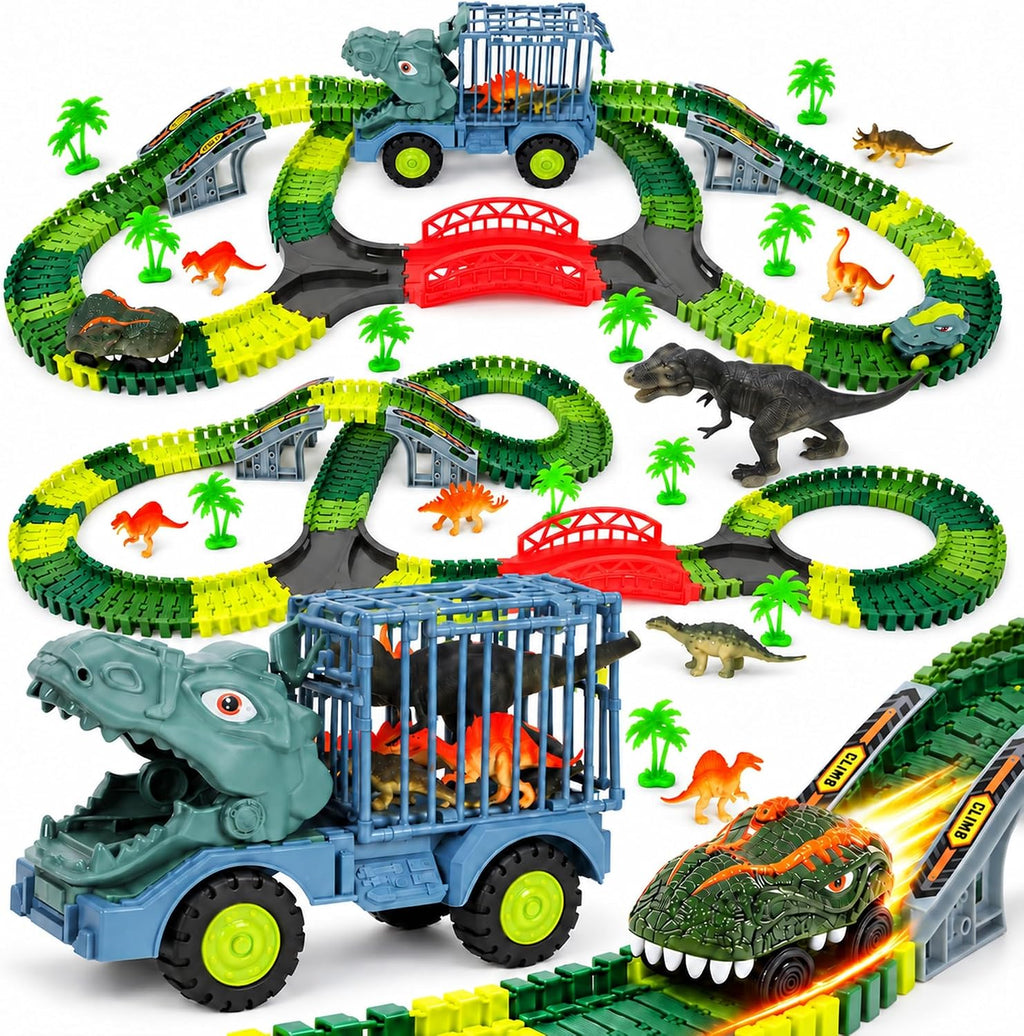 Juguetes de pista de dinosaurios para niños, juego de 219 pistas de