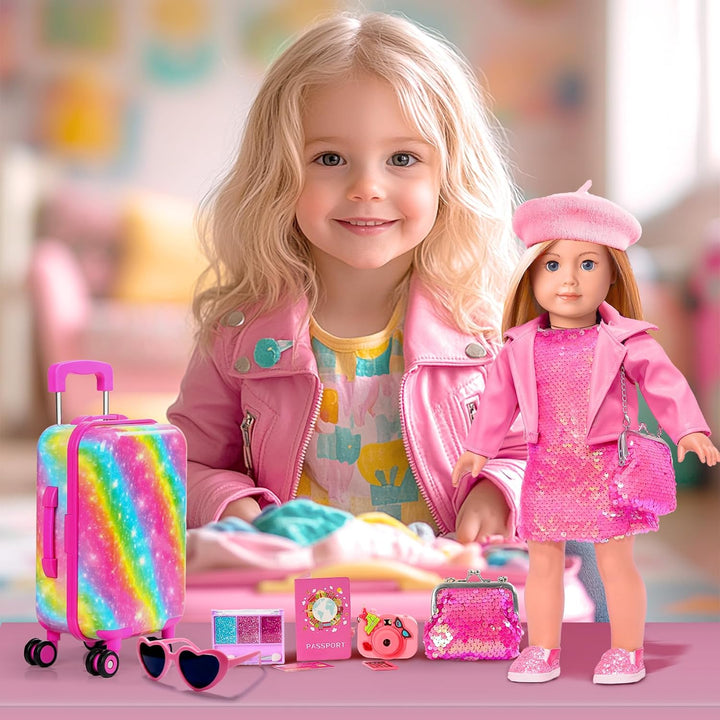 Accesorios de ropa para muñecas americanas de 18 pulgadas, maleta d...