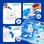JOVA Klever Kits - Contenedor sensorial de nieve para niños, con piedras que brillan en la oscuridad, kit de nieve falsa del mundo de invierno con figuras de animales árticos