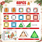 Juego de 40 mini azulejos magnéticos de Navidad, casa de jengibre para