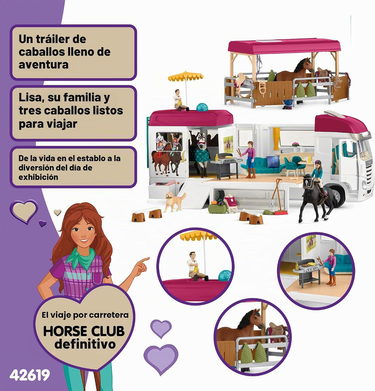 Schleich Horse Club - Set de juego Transportador de caballos de 227 piezas - Para niños 5+ | 42619