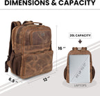 LEATHER VILLAGE Mochila de cuero para hombre de trabajo, Canela, Resistente