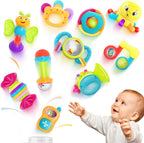iPlay iLearn Juego de 10 juguetes de sonajeros para bebé